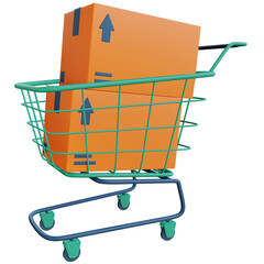 3d shopping cart and package boxes