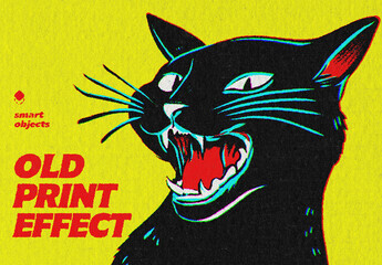 Retro Print Design Effect Mockup