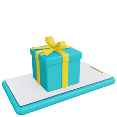 3d smartphone and gift box