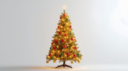 christmas tree with decorations isolated on white