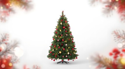 christmas tree with decorations isolated on white