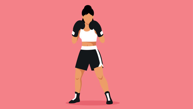 Female boxer in action on pink background for fitness motivation design - Powered by Adobe