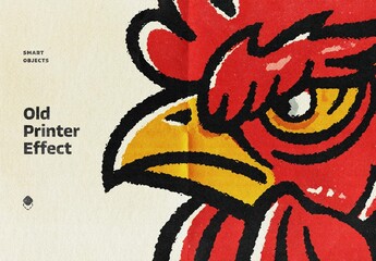 Old Printer Design Effect Mockup