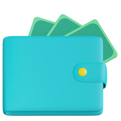 wallet with money 3d illustration