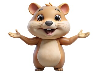 Naklejka premium Charming cartoon hamster with open arms presenting a welcoming and cheerful expression