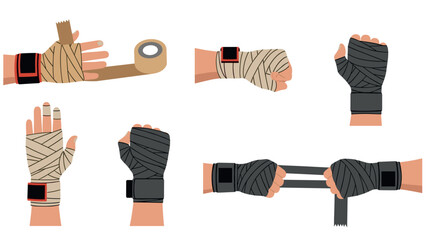 Boxing hand wrapping techniques for safe training and competition design for posters and educational materials