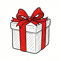 Gift box with red ribbon
