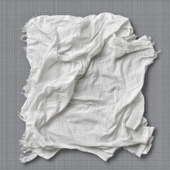 A crumpled white paper napkin isolated on a white background.