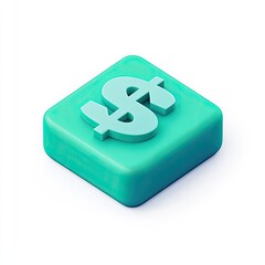 A cute icon of money, in a turquoise color on a white background