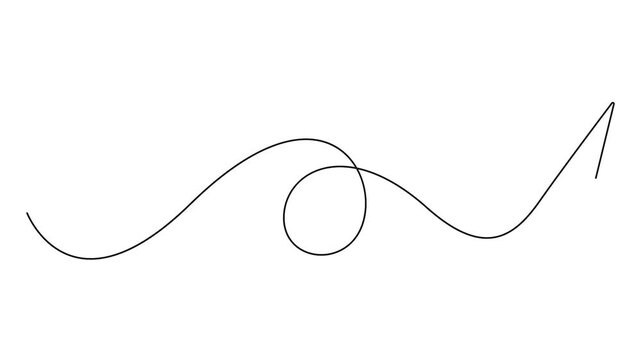 Self animated minimalist, single line drawing depicting a paper airplane in flight. Full length one line drawing animation