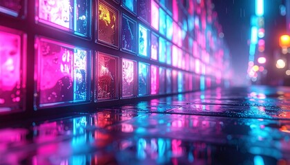 Neon Grid Sci-Fi Landscape with Cosmic Sky and Digital Horizon