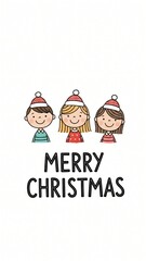 Christmas holiday greeting with happy kids in santa hats