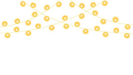 Vector Christmas lights on a transparent background. Christmas light PNG. Set of Christmas glowing lights. For advertising invitations, web banners, postcards. Vector. Christmas decoration, LED lamp