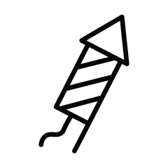 Minimalist firework rocket icon with diagonal stripes and a fuse, symbolizing celebration, New Year, parties, and festive events