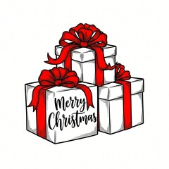 Gift boxes with red ribbons for christmas