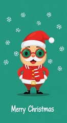 Santa claus character with snowflakes and merry christmas text