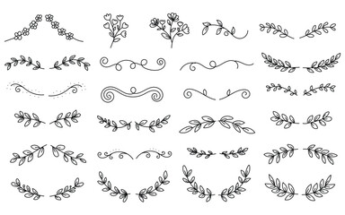 Hand-Drawn Floral and Botanical Decorative Doodles – Elegant Flowers, Leaves, and Nature Illustrations for Creative Design