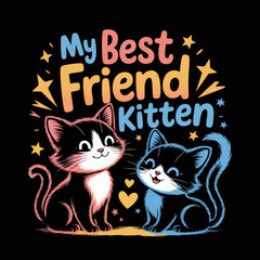 Two adorable kittens one black and white one blue sharing a sweet moment.