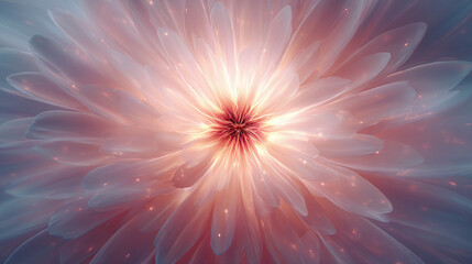 A close-up view of a vibrant flower with intricate petals and a radiant center