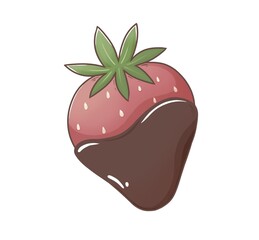 Chocolate covered strawberry. Perfect for Valentine projects, dessert illustrations, stickers and food packaging