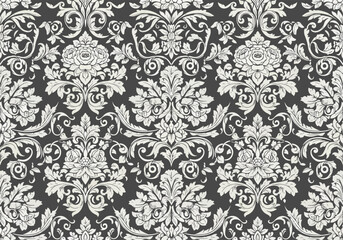 Vintage Gray damask seamless pattern vector for wallpaper, this damask pattern vector is ideal for textiles
