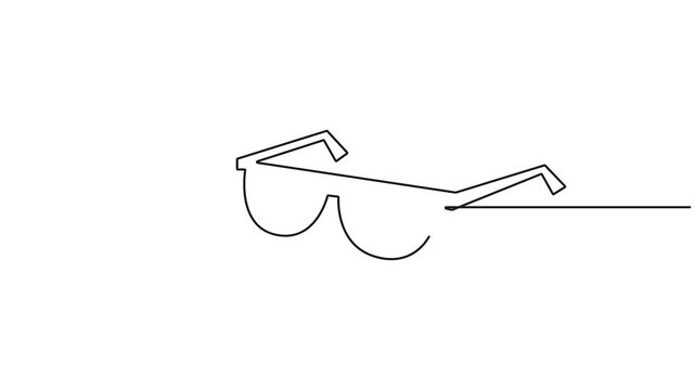 Self animated continuous one line drawing illustration of a pair of sunglasses or eyeglasses