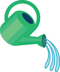 Green watering can with pouring water isolated on white background  © Kazakova Maryia