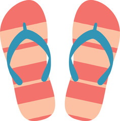 Striped Flip Flop Slipper Footwear Summer Flat Vector