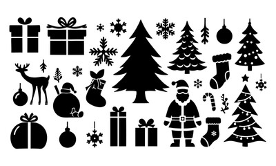 Festive Christmas Silhouettes - Holiday Icon Set