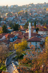 Sarajevo cityscape from above in autumn, Bosnia, the Balkans