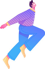 Vector flat gradient illustration of a character flying and hovering.
