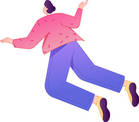 Vector flat gradient illustration of a character flying and hovering.
