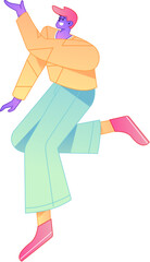 Vector flat gradient illustration of a character flying and hovering.
