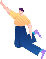 Vector flat gradient illustration of a character flying and hovering.
