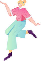 Vector flat gradient illustration of a character flying and hovering.
