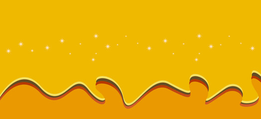 Abstract Yellow Background with Flowing Sweet Honey Drips and Sparkling Stars