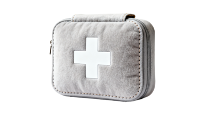 Small First Aid Kit Box with White Cross Symbol, Emergency Preparedness Concept, Isolated on White Background.