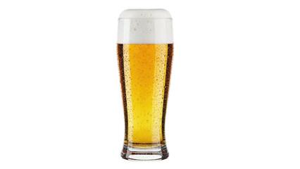 Isolated glass full of foamy golden beer for refreshment, celebrating in the bar, pub