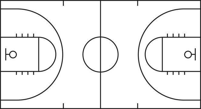 Basketball field. Basketball court view and area. Playground symbol. Vector