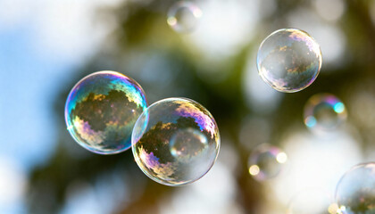 Soap bubble rainbow sunlight bokeh airy playful outdoor summer dreamy delicate romantic valentine flowers drift through warm sunlight as airy soap bubble glow with rainbow hues and soft bokeh