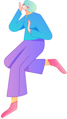 Vector flat gradient illustration of a character flying and hovering.
