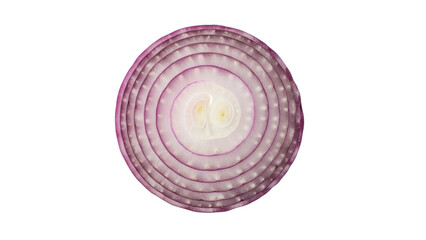 Isolated Purple Onion Slice, Cross Section Cut Showing Layers and Rings - Vegan Food Concept
