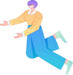 Vector flat gradient illustration of a character flying and hovering.
