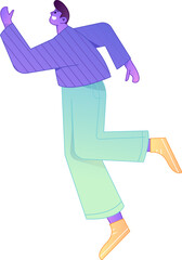 Vector flat gradient illustration of a character flying and hovering.
