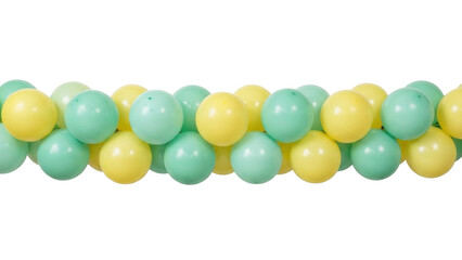 Isolated colorful beads, craft accessories, and artistic materials in bright colors