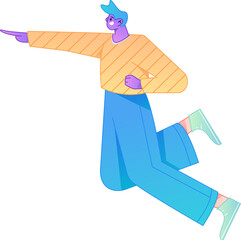 Vector flat gradient illustration of a character flying and hovering.
