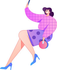 Vector flat gradient illustration of a character flying and hovering.
