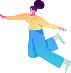Vector flat gradient illustration of a character flying and hovering.
