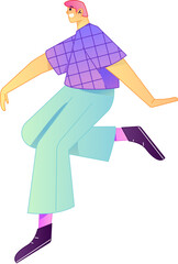 Vector flat gradient illustration of a character flying and hovering.
