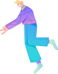 Vector flat gradient illustration of a character flying and hovering.
